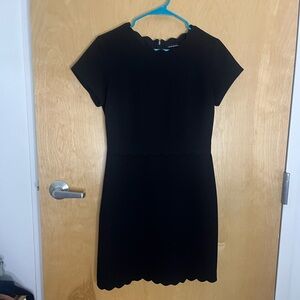 Club Monaco Black Scalloped Mini Dress